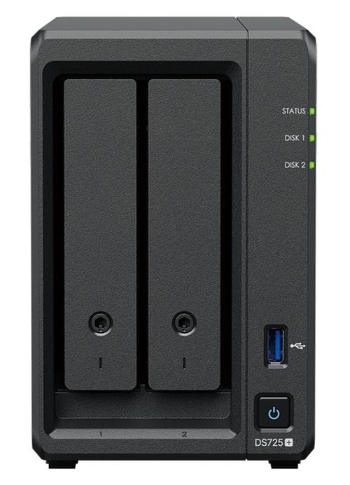 Network Attached Storage Synology DS725+, 2 Bay, AMD Ryzen Dual-Core R1600, 4GB DDR4, M.2 NVMe, 1x 1GbE, 1x 2.5GbE, 1x USB 3.2 Gen 1, 1x USB-C