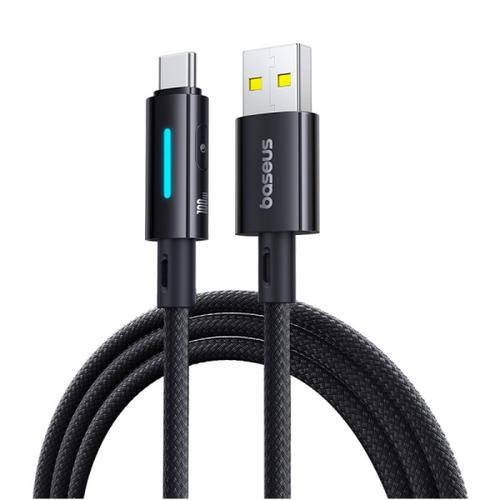 Cablu Date si Incarcare USB-A - USB-C Baseus P10379002121-01 Lit Button Control, 100W, 2m, Negru