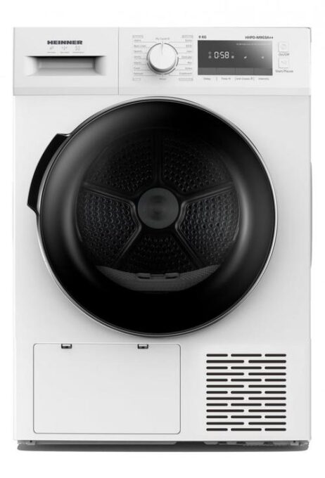 Uscator de rufe HEINNER HHPD-M9G3A++, Pompa de caldura, 9 kg, 14 programe, Clasa D, Lumina cuva, A 60 cm (Alb)