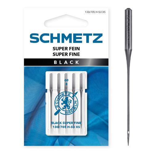 Set 5 ace de cusut Black, materiale delicate fine, finete 60, Schmetz 130/705 H-SU XS VAS 1 Set 5 ace de cusut Black, materiale delicate fine, finete 60, Schmetz 130/705 H-SU XS VAS