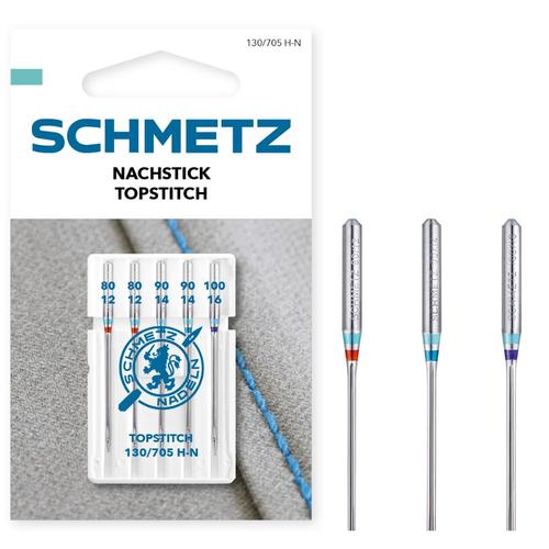 Set 5 ace Topstitch pentru Quilting, finete 80-90-100, Schmetz 130/705 H-N VIS 1 Set 5 ace Topstitch pentru Quilting, finete 80-90-100, Schmetz 130/705 H-N VIS