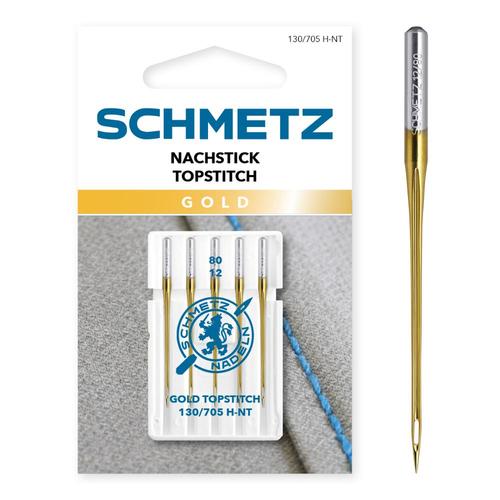 Set 5 ace Gold Topstitch pentru Quilting, finete 80, Schmetz 130/705 H-NT VCS 1 Set 5 ace Gold Topstitch pentru Quilting, finete 80, Schmetz 130/705 H-NT VCS
