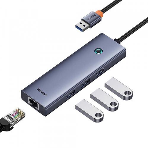 Hub USB Baseus UltraJoy B0005280A813-01, 3 x USB-A, 1 x RJ45 (Gri) 1 Hub USB Baseus UltraJoy B0005280A813-01, 3 x USB-A, 1 x RJ45 (Gri)