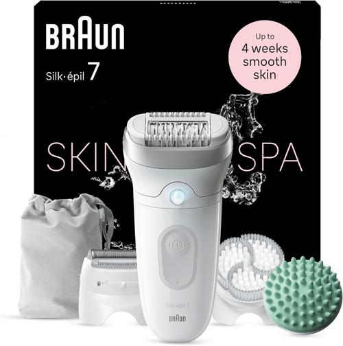 Epilator Braun Silk-epil SE7-081 Skin Spa, Autonomie 40 minute, Smart Light, 40 pensete (Alb)