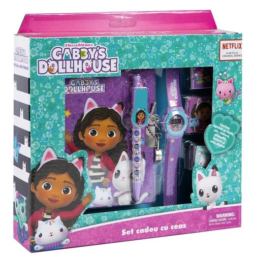 Set cadou cu ceas Gabby's Dollhouse GDH4910, Agenda si instrumente, 6 piese 1 Set cadou cu ceas Gabby's Dollhouse GDH4910, Agenda si instrumente, 6 piese