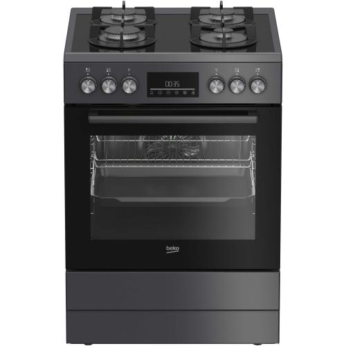 Aragaz mixt Beko FBM62330GADSN, Gaz, 4 arzatoare, Aprindere integrata, Cuptor electric, 72 l, 8 functii, Clasa A, 60 cm (Antracit)