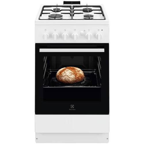 Aragaz Electrolux LKG504012W, Gaz, 4 arzatoare, Aprindere integrata plita si cuptor, Siguranta plita si cuptor, Autocuratare catalitica, Grill electric, Rotisor, 50 cm (Alb)