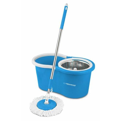 Set mop rotativ Esperanza Spin Mop EHS006 cu galeata si storcator rotire 360 grade (Alb/Albastru)