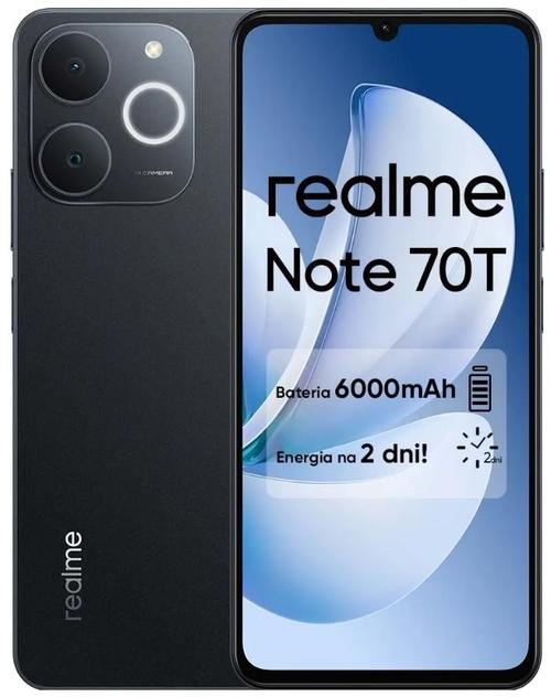 Telefon Mobil Realme Note 70T, Procesor Unisoc T7250 Octa-Core, IPS LCD Capacitive Touchscreen 6.74inch, 4GB RAM, 64GB Flash, Camera Duala 50+13MP, Wi-Fi, 4G, Dual SIM, Android (Negru)