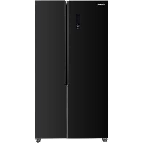 Side by side Heinner HSBS-HM442NFGBKE++, 442 l, No Frost, Clasa E, Display, Smart, H 176.5 cm, Sticla neagra (Negru)