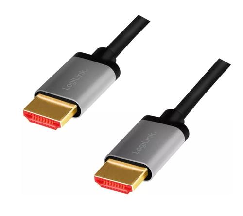 Cablu video Logilink HDMI Male - HDMI Male v2.1, 2m, Negru/Gri