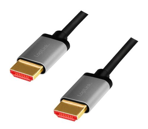 Cablu video Logilink CHA0104 HDMI Male - HDMI Male, v2.1, 1 m, Negru/Gri