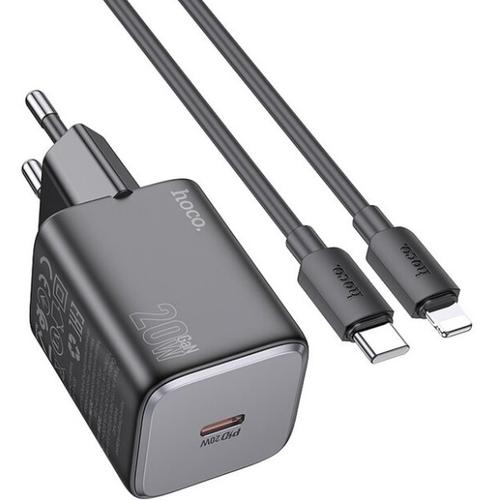 Incarcator Retea HOCO N40, 20 W, 3 A, USB-C, cablu Lightning (Negru)