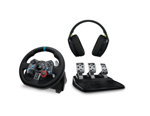 Volan cu pedale si casti Logitech G29 Driving Force Racing (PC, PS3, PS4, PS5) + Logitech G435 (Negru)
