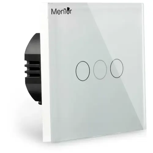 Intrerupator touch triplu Smart wireless Mentor ES044 WiFi 3x600W 10A cu NUL 1 Intrerupator touch triplu Smart wireless Mentor ES044 WiFi 3x600W 10A cu NUL