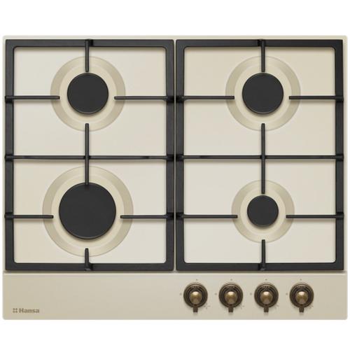 Plita pe gaz Hansa BHGY630390, 4 arzatoare, supapa de siguranta,  Aprindere electrica, design retro, 59 cm (Bej)