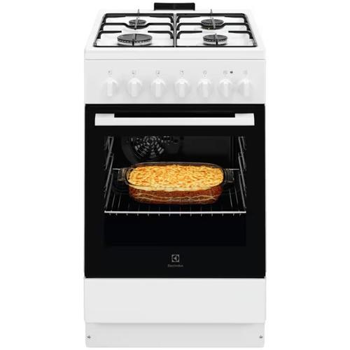 Aragaz Electrolux LKK520032W, Mixt, 4 arzatoare , Siguranta plita, Aprindere integrata, Cuptor electric, SteamBake, AirFry, Timer, Grill electric, Clasa A, 50 cm (Alb)