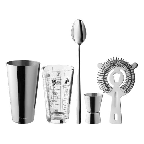 Set cocktail shaker 5 piese, inox - Zokura 1 Set cocktail shaker 5 piese, inox - Zokura