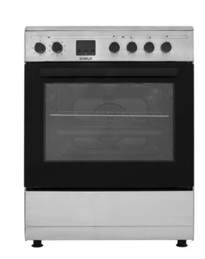 Aragaz Samus SM664VTE INOX, Electric,4 Zone de gatit vitroceramice, 56 L, 60 cm (Argintiu)