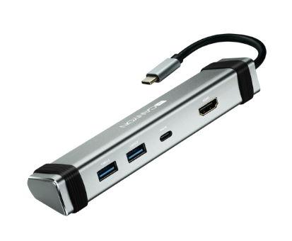 Hub USB Canyon CNS-TDS03DG, 2 x USB 3.0 Tip A, 1 x HDMI, 1 x USB Tip C (Gri)