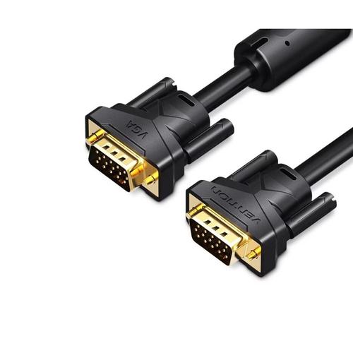 Cablu video Vention, VGA(T) la VGA(T), 10m, rezolutie maxima 1080p la 60 Hz, conectori auriti, cupru, invelis PVC, filtre de ferita, Negru