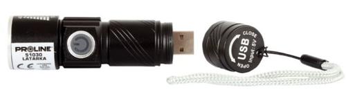 Lanterna LED PROLINE 51030, 3W, 160 Lumeni, 600 Mah, USB, 95 mm (Negru)