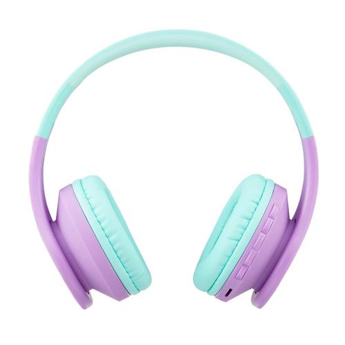 Casti Wireless Over-Ear Pentru Copii, PowerLocus P1, Protectie auz 85db, Microfon, Wireless, Bluetooth 5.3, Compatibilitate universala pentru iPhone, Android, Laptop, PC (Verde/Violet)