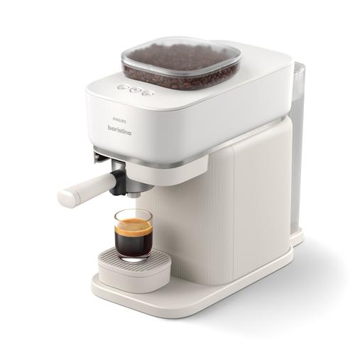 Espressor semi-automat Philips Baristina BAR300/00, 1550 W, Rezervor apa 1.2 l, Rasnita incorporata, Recipient boabe 170 gr, Portafiltru alb (Alb)