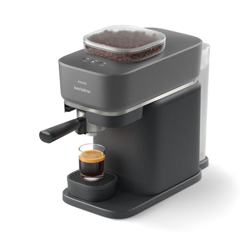 Espressor semi-automat Philips Baristina BAR300/60, 1550 W, Rezervor apa 1.2 l, Rasnita incorporata, Recipient boabe 170 gr, Portafiltru negru (Negru)