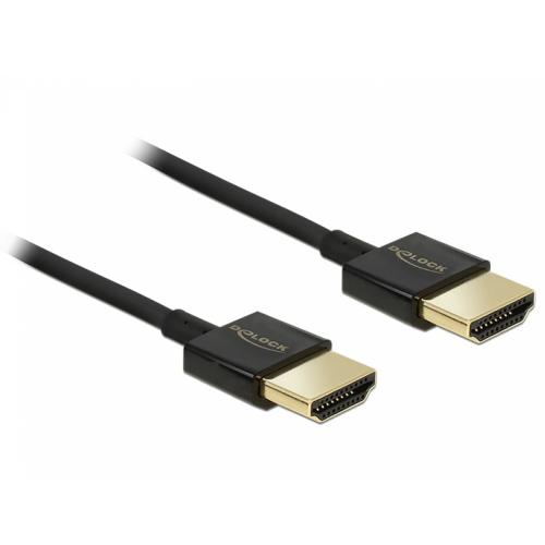 Cablu HDMI cu Ethernet T-T 3D, 1.5m, Slim Premium, Delock 84772 1 Cablu HDMI cu Ethernet T-T 3D, 1.5m, Slim Premium, Delock 84772