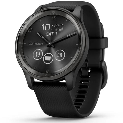 Ceas Activity Tracker Garmin vivomove Trend, WW, Silicone, Monitorizare Stres, Oxigen, Bluetooth (Negru)
