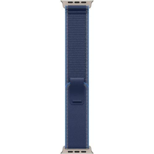 Curea Smartwatch Apple MFT64ZM/A pentru Watch 49mm, Trail Loop - S/M - Natural Titanium Finish (Albastru)