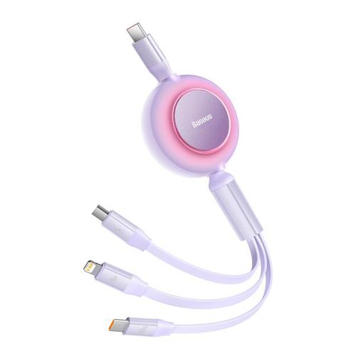Cablu cu reglare in lungime Bright Mirror 2, Baseus, USB-C - Micro, USB-C, Lightning, pentru iPhone, 100W PD QC, 110cm, Violet 1 Cablu cu reglare in lungime Bright Mirror 2, Baseus, USB-C - Micro, USB-C, Lightning, pentru iPhone, 100W PD QC, 110cm, Violet