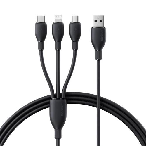 Cablu alimentare si date Baseus Ultra-Fast One-for-three Retractable, USB la Micro-USB+Lightning+USB Type-C 3.5A, 1.3m, Negru 1 Cablu alimentare si date Baseus Ultra-Fast One-for-three Retractable, USB la Micro-USB+Lightning+USB Type-C 3.5A, 1.3m, Negru