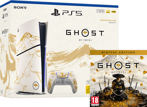 Consola Sony Playstation 5 Slim (PS5), 1TB, Disc Edition, Ghost of Yotei Gold Limited Edition (Alb/Auriu)