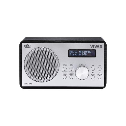 Radio cu ceas Vivax DW-2 DAB, 5W, FM, DAB+, Bluetooth, afisaj LED, 30 posturi presetate, carcasa lemn, Negru 1 Radio cu ceas Vivax DW-2 DAB, 5W, FM, DAB+, Bluetooth, afisaj LED, 30 posturi presetate, carcasa lemn, Negru