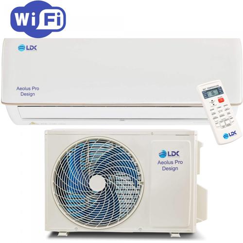Aparat der conditionat tip pompa de caldura LDK Aeolus ProDesign 18.000BTU, Putere 5.3 kW, Clasa A++, Inverter, Anti mucegai, SelfClean, Sleep, Eco, Timer, Wi-Fi, Self Diagnosis, Turbo, Afisaj LED, AutoRestart (Alb)