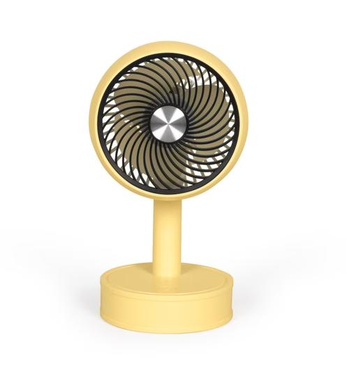 Mini ventilator de birou reincarcabil Livoo TEA310J, 3 viteze, diametru 7.5cm, acumulator 500 mAh, autonomie 2h (Galben)