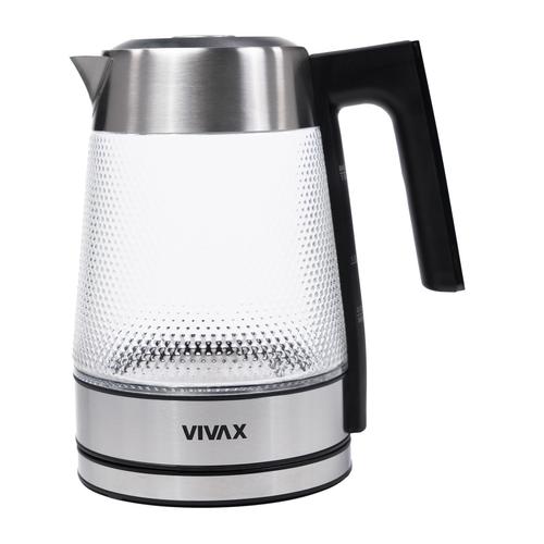 Fierbator de apa Vivax WH-181CX, 2200 W, 1.8 litri, Sticla, Filtru calcar, Oprire automata (Argintiu/Negru)
