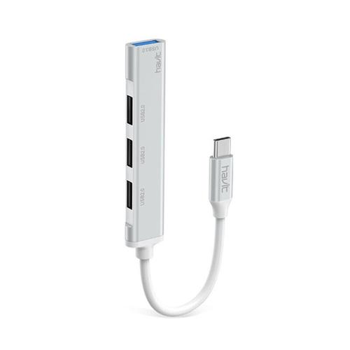 Hub USB-C multiplu 4 in 1 HAVIT HB41, 4 USB A, Viteza transfer date 5 Gbps (Argintiu)