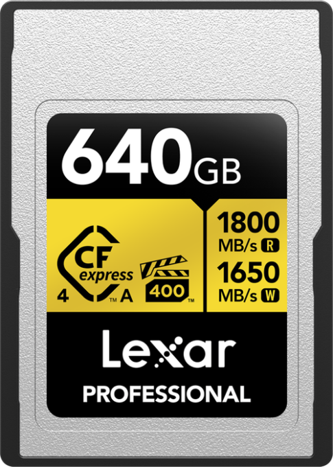 Card de memorie Lexar Professional LCAGOLD640G-RNENG, 640GB, CFexpress Type-A, VPG400, PCIe 4.0, 4K, IP68