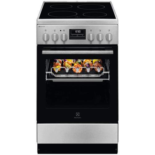 Aragaz Electrolux LKR540267X, Electric, Vitroceramica, 4 zone de gatit, Raft BBQ, Timer electronic, Grill, Iluminare cuptor, Clasa A, 50 cm (Inox antiamprenta)