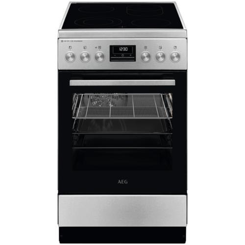 Aragaz AEG CCB56490BM, Vitroceramica, 4 zone de gatit, SteamBake, AirFry, Timer cu display electronic, Grill, Clasa A, 50 cm (Inox antiamprenta)