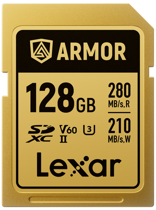 Card de memorie Lexar ARMOR Gold LSDAMGL128G-RNNNG, 128GB, SDXC, UHS-II U3, V60, Inox, IP68