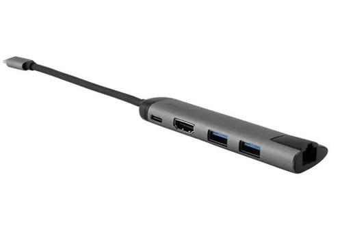HUB USB VERBATIM 49141, Gigabit LAN x 1, USB 3.0 x 2, HDMI x 1 (4K), USB Type C x 1, conectare USB Type C (Gri)