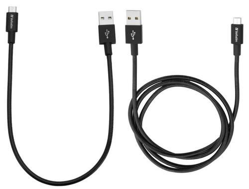 Cablu de date Verbatim, Micro USB, 2 bucati 0.3/1m (Negru)