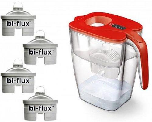Cana filtrare apa Laica BIG Milano XXL J908B, 3.7 L, 4 Cartuse filtrante apa Bi-flux (Rosu)