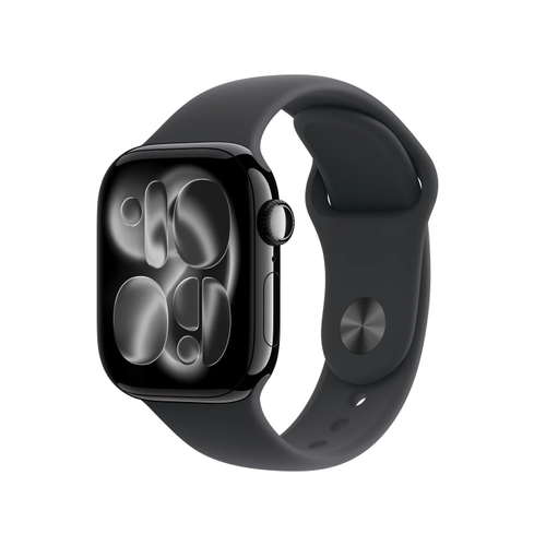 Smartwatch Apple Watch 11, GPS + Cellular, 42mm, Ecran Retina LTPO OLED, Chip S10 cu Procesor Dual-Core, 64GB Flash, Wi-Fi, Bluetooth, Carcasa Aluminiu, Curea Sport Band M/L (Negru)