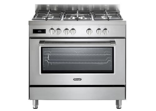 Aragaz profesional DELONGHI PRO 96 MX ED RO, 5 arzatoare, Gaz + Electric, L 90 cm, Grill (Inox)