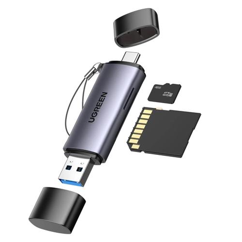 Cititor de carduri Ugreen CM185-50706, USB-C/USB-A, SD, microSD (Gri)